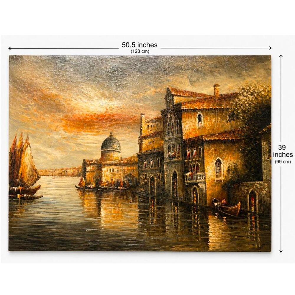 Large Venice Painting Wall Art 50.5 x 39 Vintage Style Luxury Aesthetic